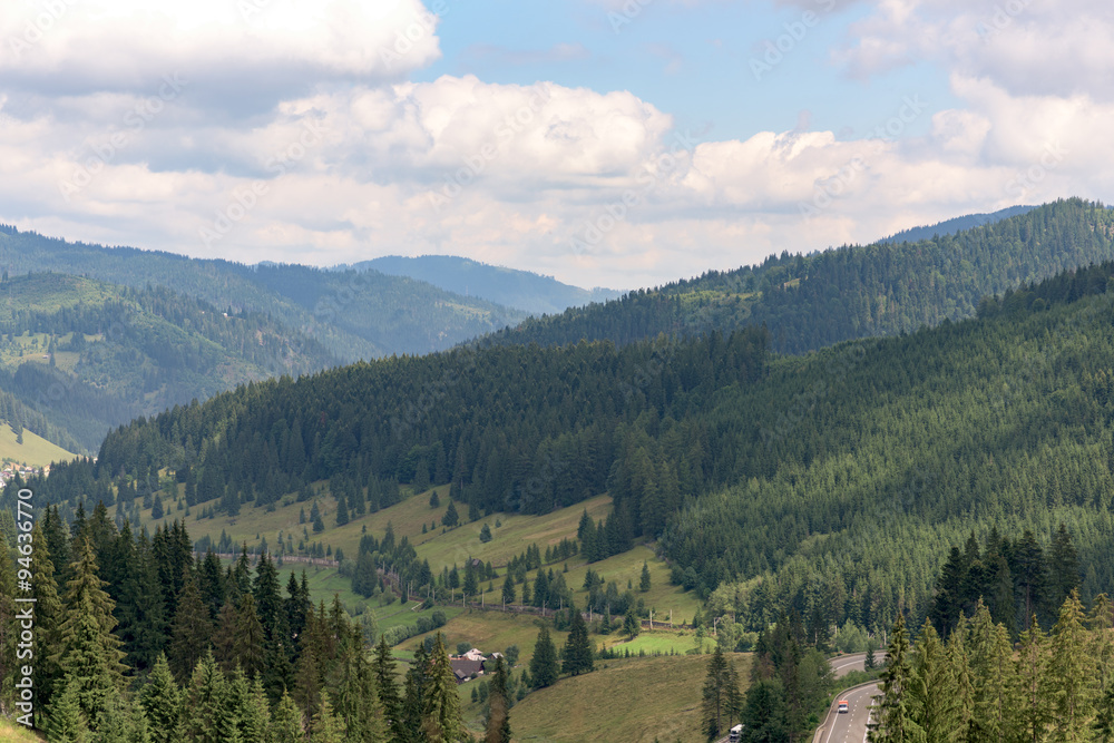 Beautiful mountain landscape in Romania at Vatra Dornei
