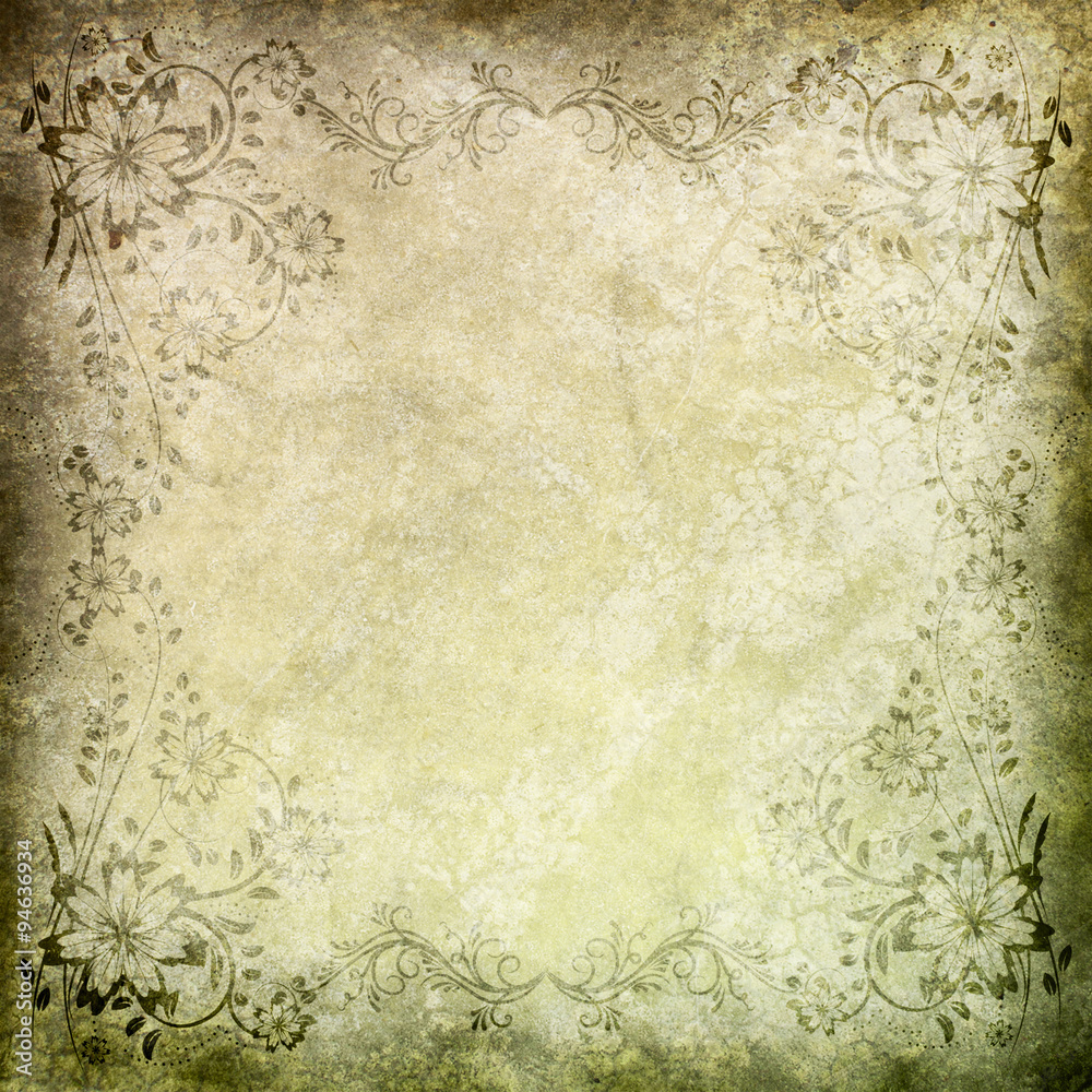 Old paper with floral pattern Old paper with floral pattern