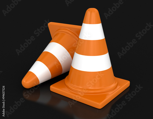 Traffic cones. Image with clipping path