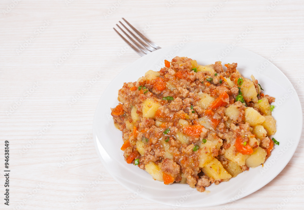 stewed potato with minced meat stewed potato with minced meat