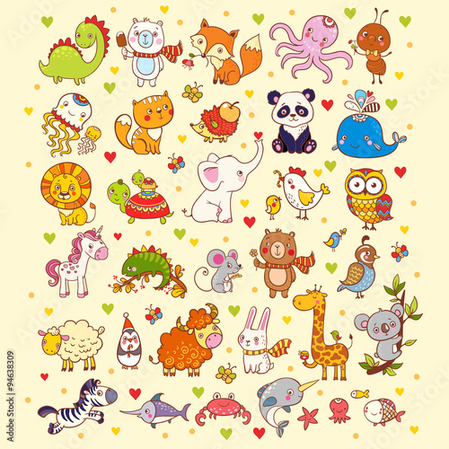 Cute vector set of animals.