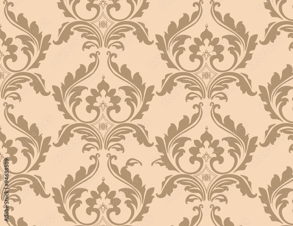 Classic floral black and white ornamented pattern background. Vector