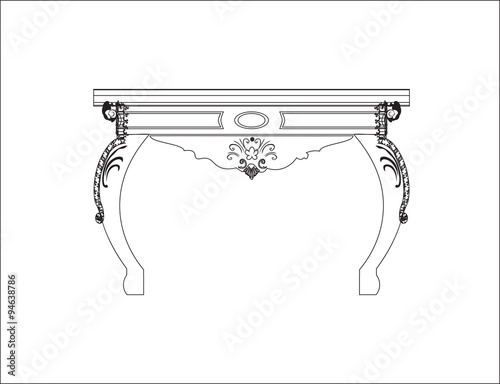Classic royal table with ornaments . Vector