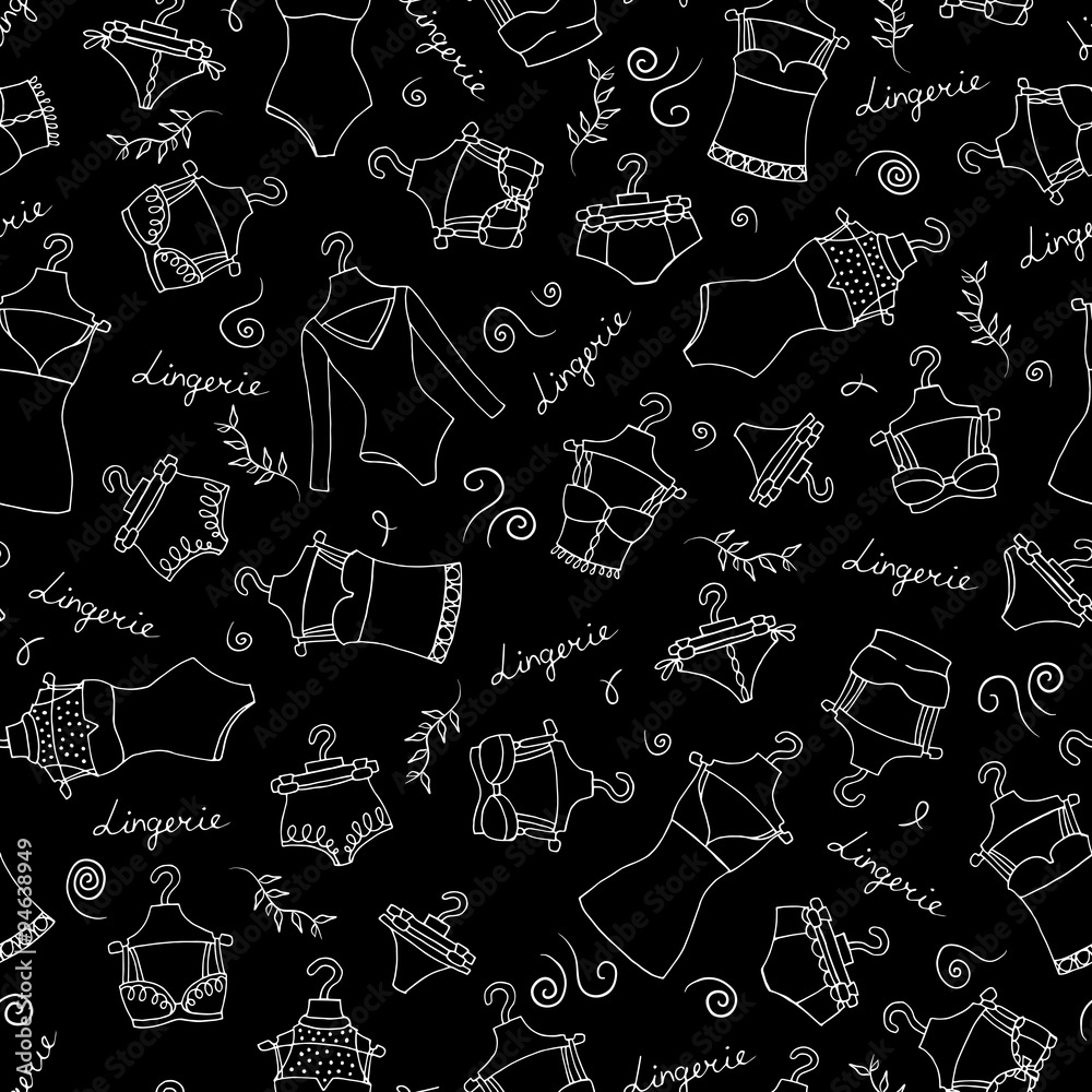 Pattern on the theme of fashion on black color