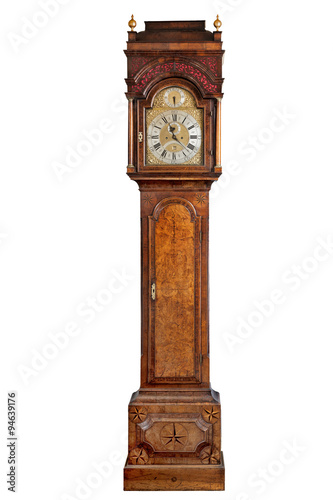 tall longcase grandfather clock in walnut wood 