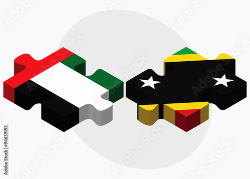 United Arab Emirates and Saint Kitts and Nevis Flags