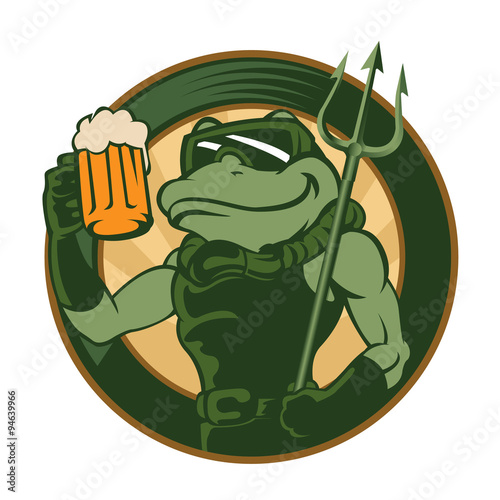 frog enjoy a glass of beer