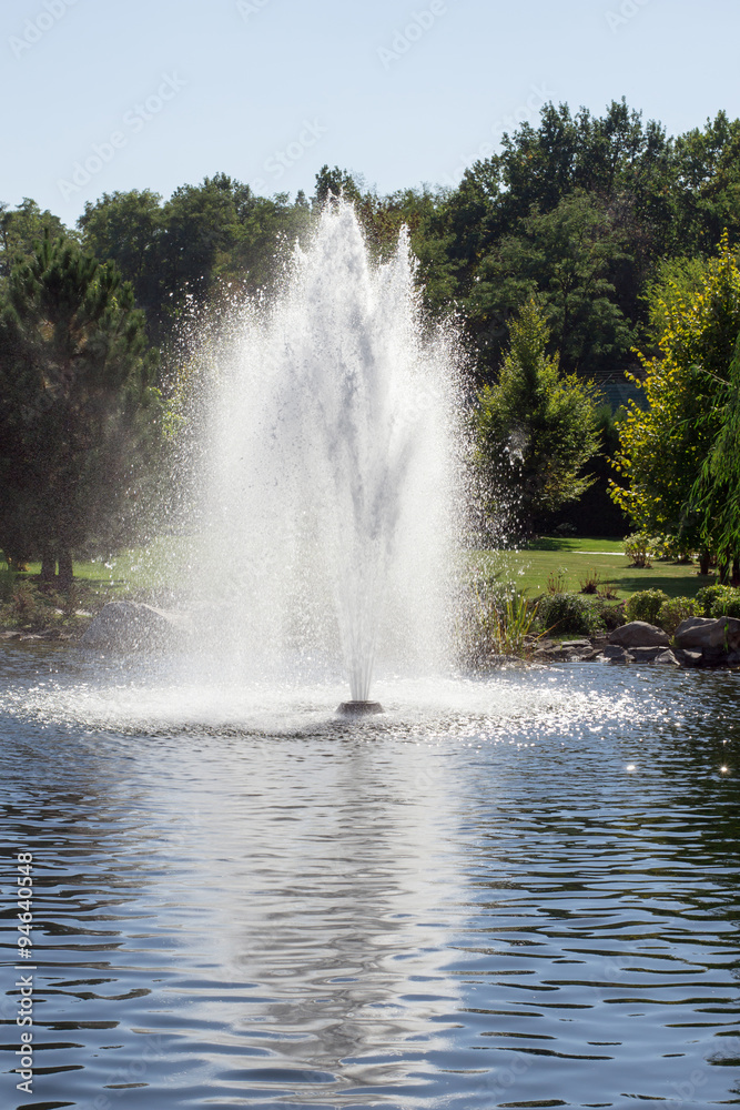 Naklejka premium Fountain on the lake