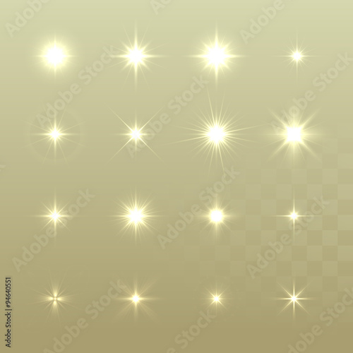 Set of Vector glowing light effect stars bursts with sparkles