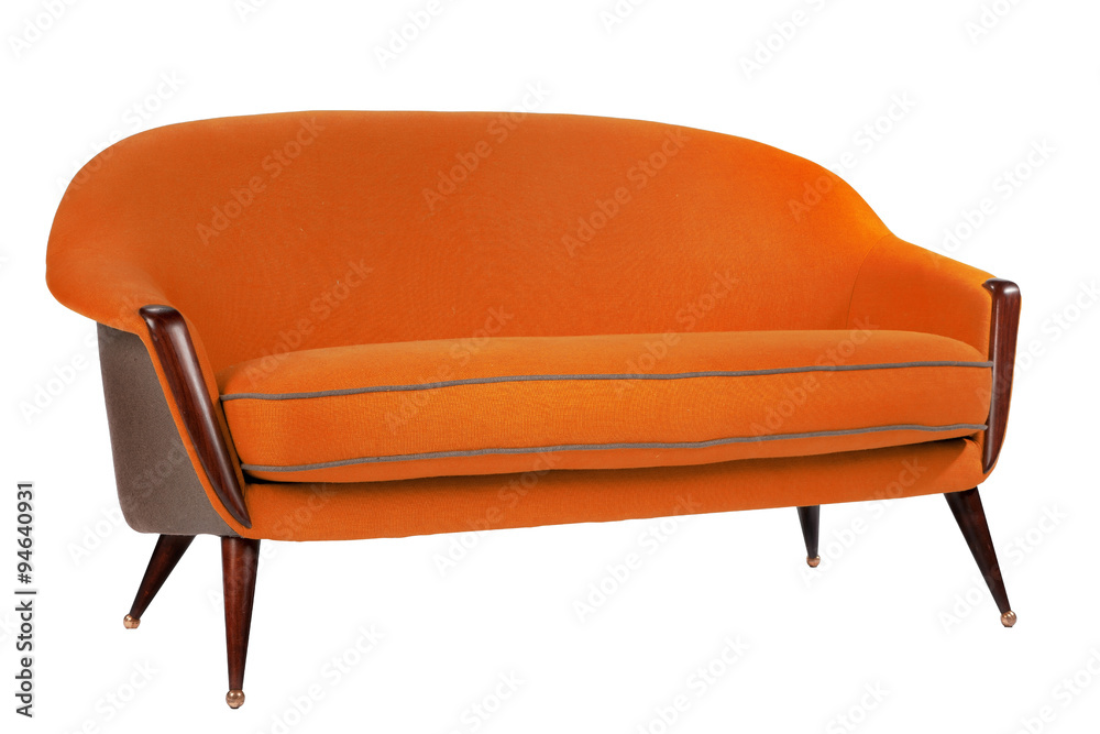 Retro style orange sofa sixties style contemporary, antique Stock Photo |  Adobe Stock