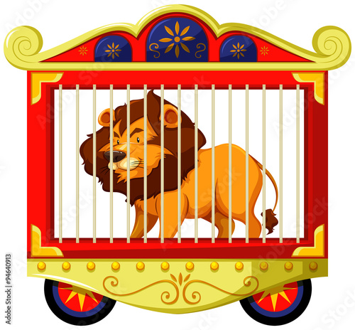 Lion in carnival cage