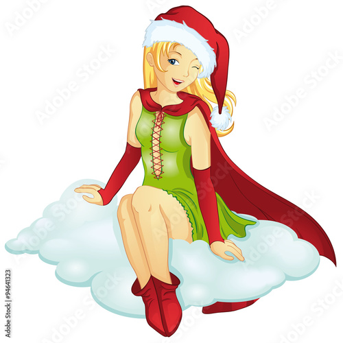 Weihnachtsbote auf Wolke