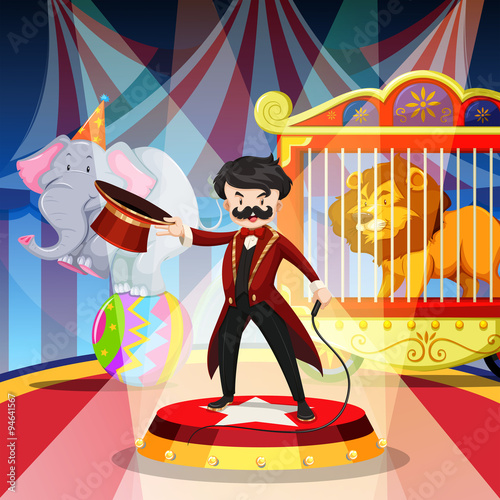 Ring master and animal show