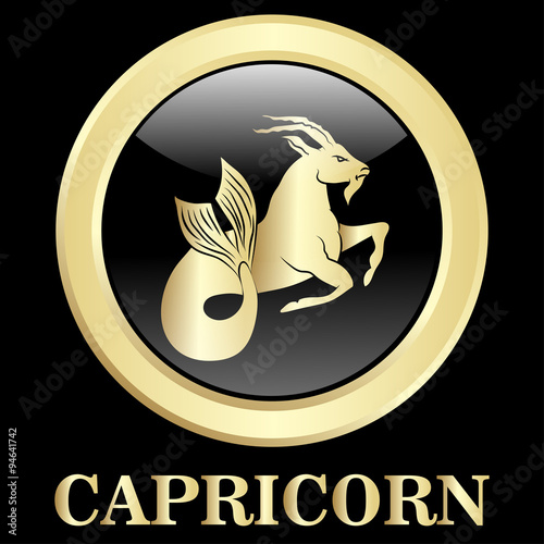 Capricorn zodiac sign in circle frame