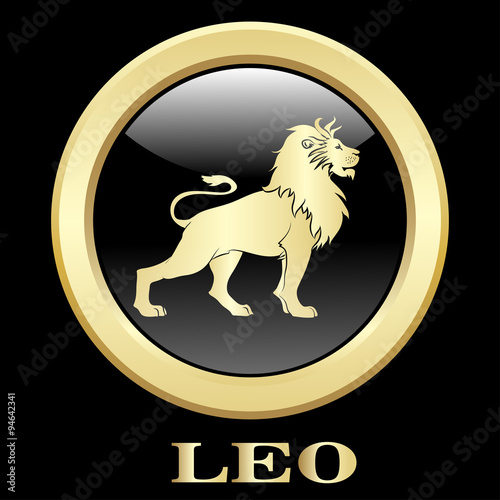 Leo zodiac sign in circle frame