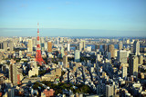 日本　東京の都心のスカイラインと東京タワー