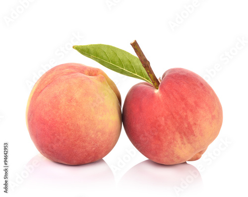 Fresh peach on white background