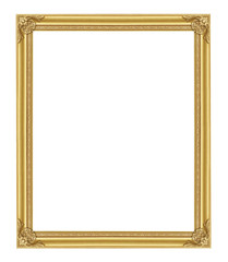 The antique gold frame on the white background
