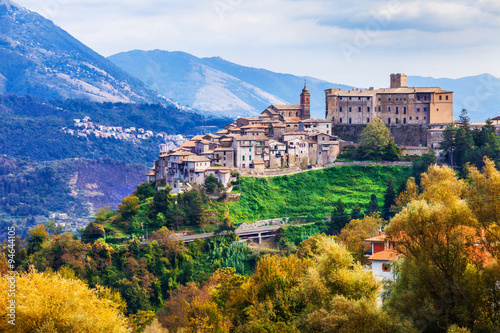 Italy travel. scenic Italian countryside and medieval hill top village San vito romano in lazio region photo