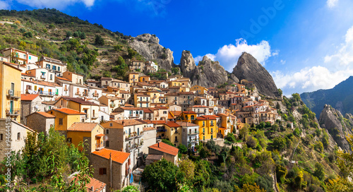 impressive vilage in mountains Castelmezzano, Basilicata. Italy photo