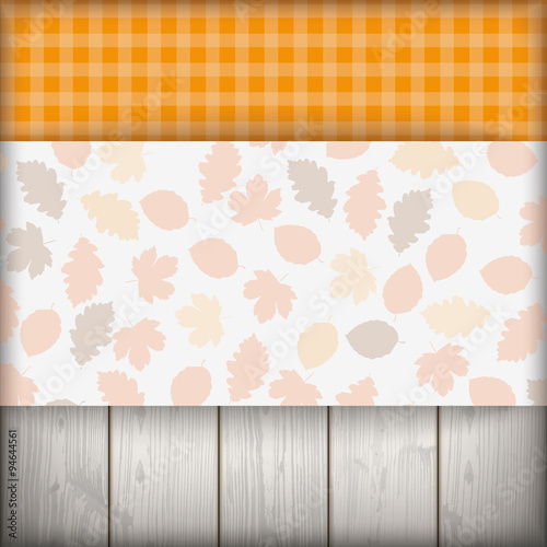 Autumn Checked Cloth Banner Foliage Wood