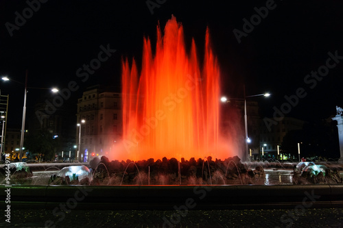red fountain on Schwarzenbergplatz square, Vienn