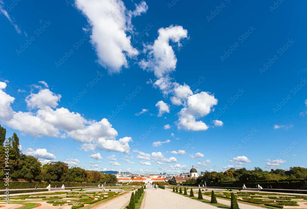 blue sky over gardens of Belvedere Palaces