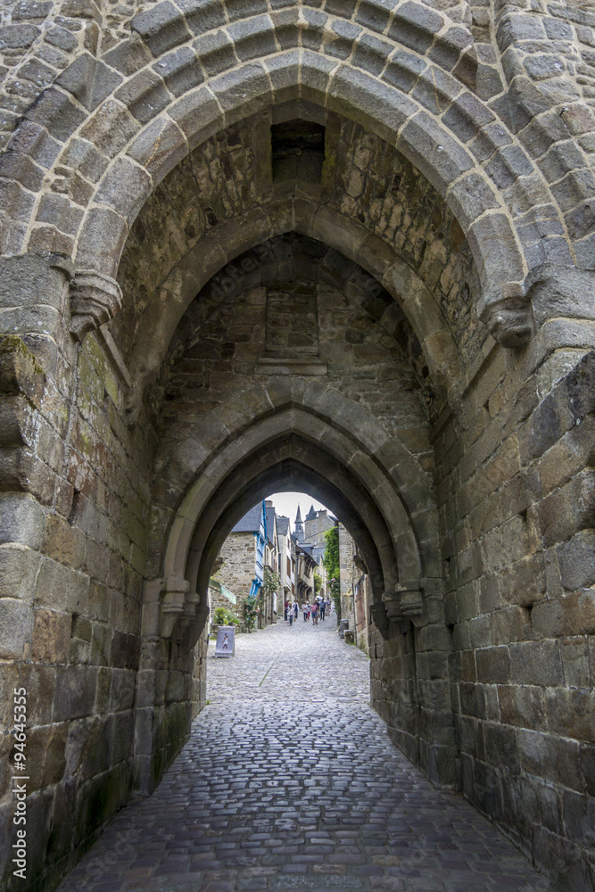 Fototapeta premium Dinan City Wall Gateway, Brittany, France