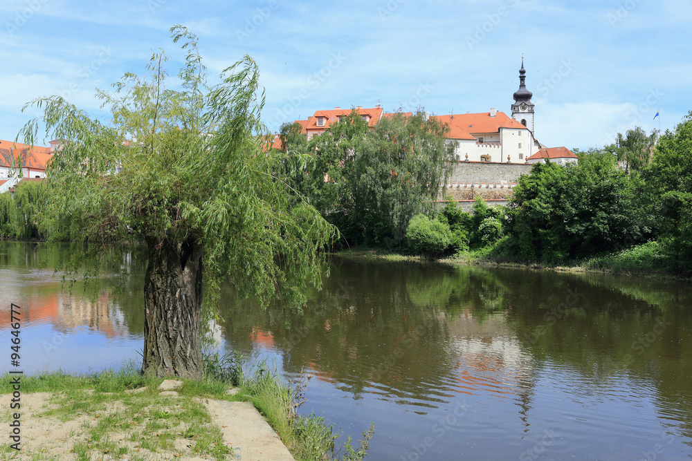 Colorful medieval Town Pisek above the river Otava, Czech Republic Colorful medieval Town Pisek above the river Otava, Czech Republic