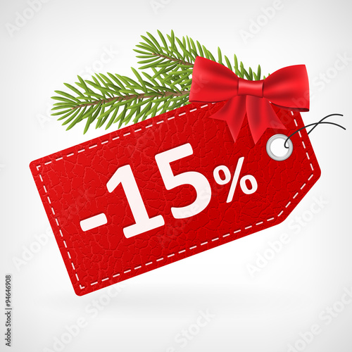 Red leather price christmas labels 15 percent sale off