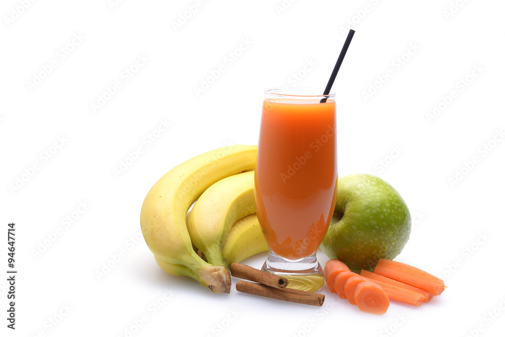 Fresh fruit and vegetable juices on white background Fresh fruit and vegetable juices on white background