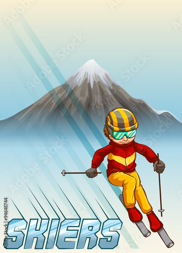 Man playing ski downhills