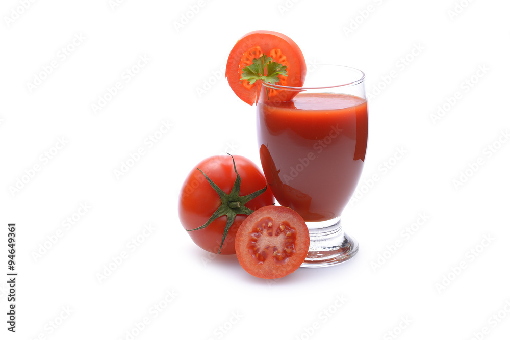 Fresh tomato juice on white background Fresh tomato juice on white background