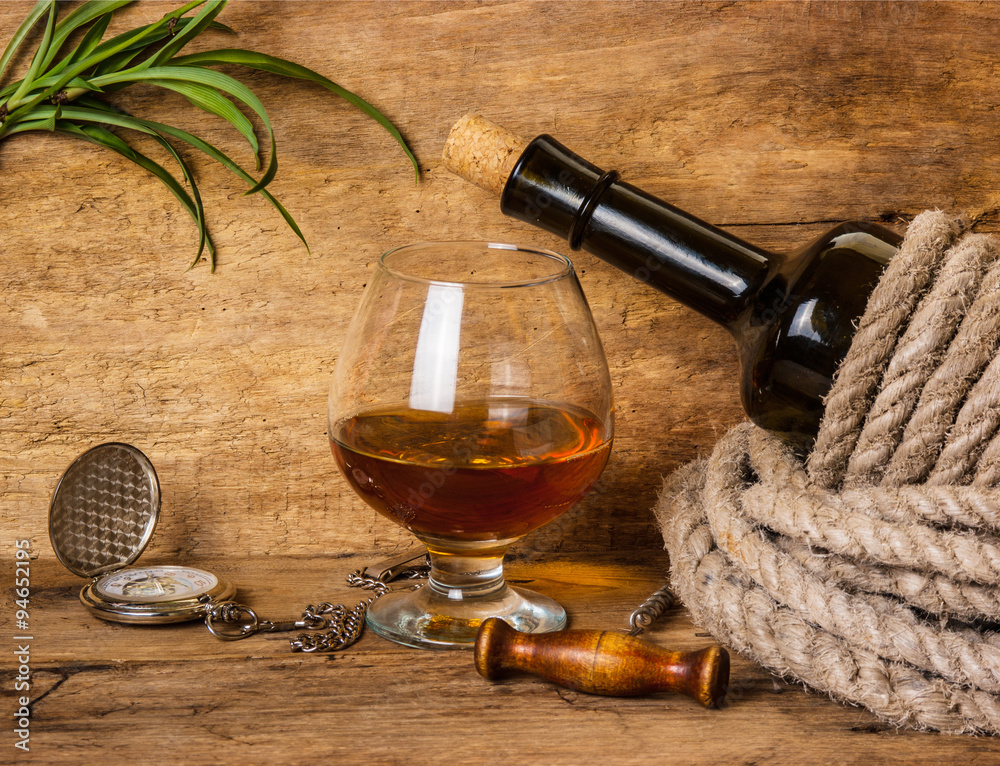 Obraz premium bottle of wine wrapped with rope