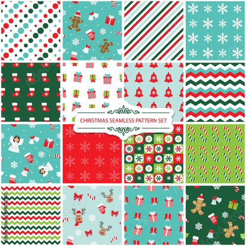 Christmas seamless pattern set.