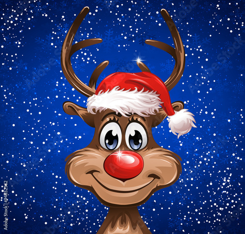 Rudolph Blue Christmas Background Snow