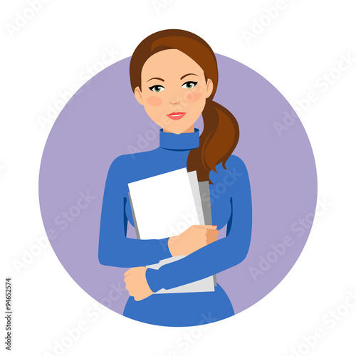 Businesswoman holding paper sheets