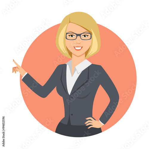 Businesswoman pointing with her finger