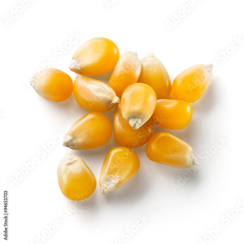 Corn grain isolated on white background. With clipping path.