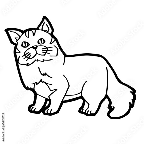 cartoon Cat Coloring Page for kid isolated on white   