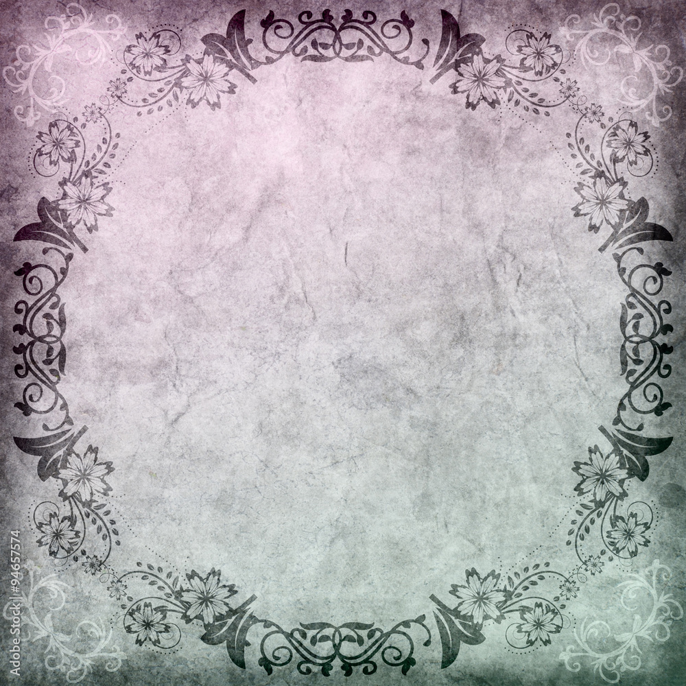 Old paper with floral pattern