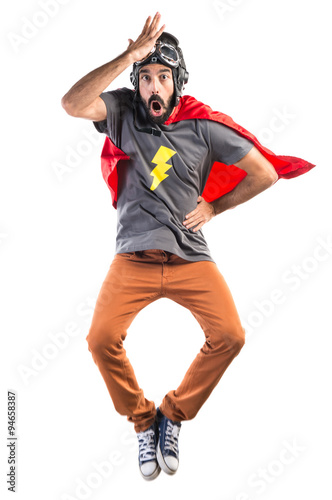 Superhero doing surprise gesture