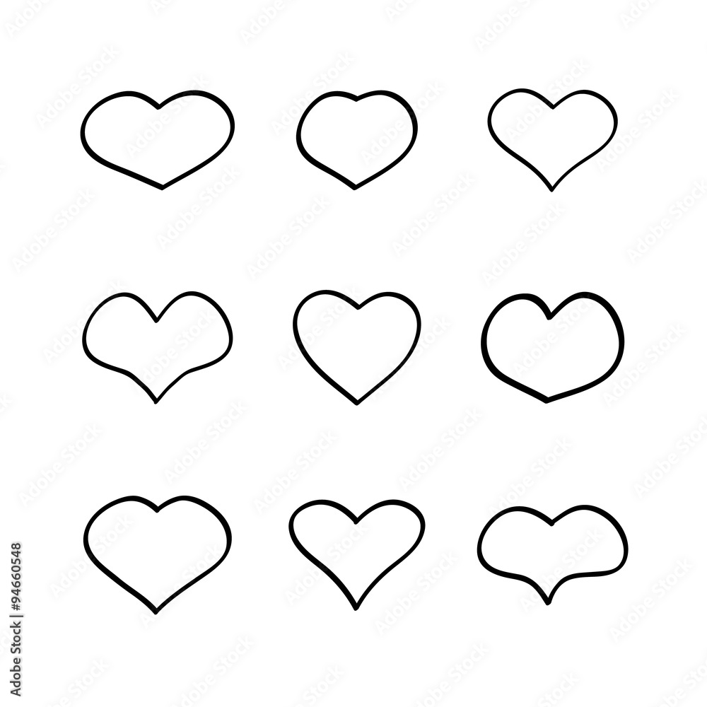 Vector main heart shapes set