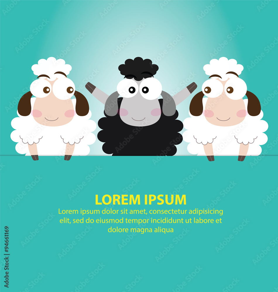 Obraz premium Black Sheep with Blue Background