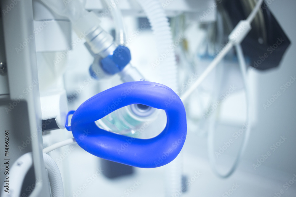 Oxygen mask in surgery hospital operating room Oxygen mask in surgery hospital operating room