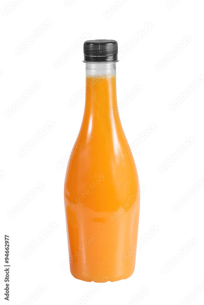 Orange juice in a bottle isolated on white Orange juice in a bottle isolated on white