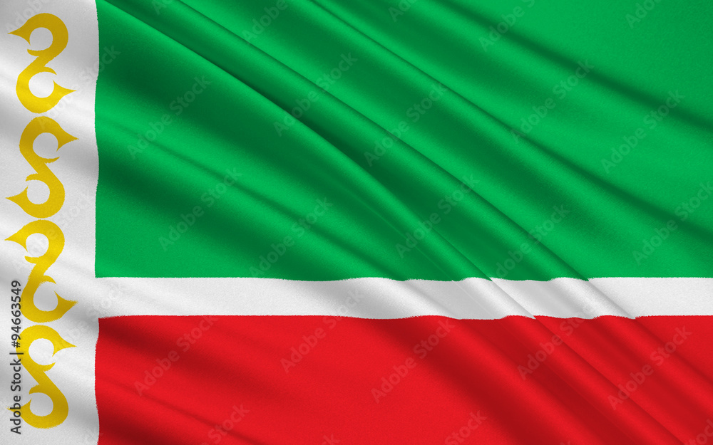 Как выглядит флаг грозного Flag of Republic of Chechnya, Russian Federation фотография Stock Adobe Stock