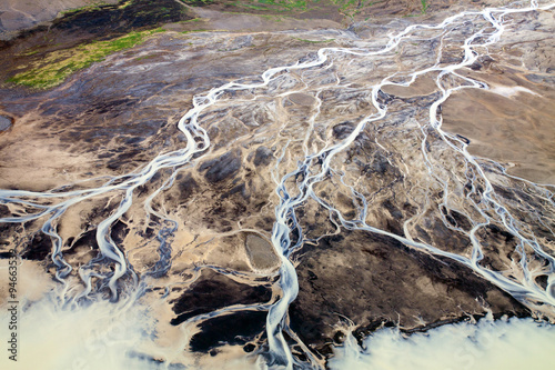 Icelandic Nature - Rivers - Aerial view photo