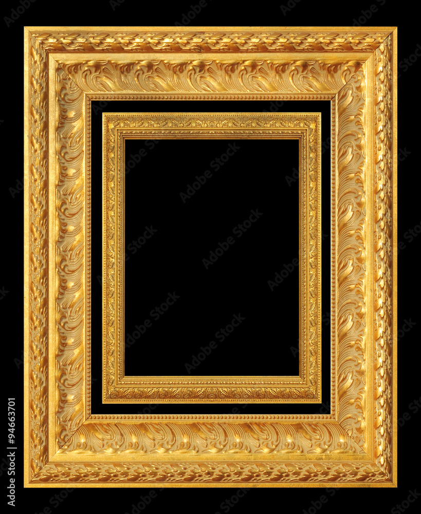 The antique gold frame on the black background The antique gold frame on the black background