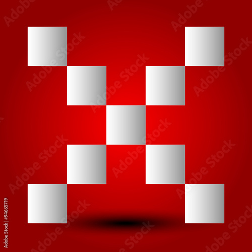 Red cross sign, X letter, X shape.